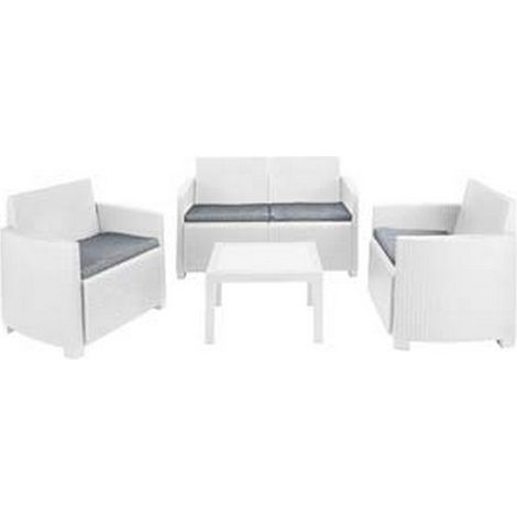 1PZ SALOTTINO 4 PEZZI IN PE RATTAN "ARENA" BIANCO 4 POSTI - peso totale kg.43