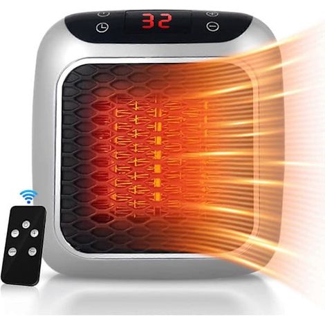 Chauffage soufflant portable, chauffage soufflant mural en céramique de 800 W, chauffage soufflant électrique avec télécommande, minuterie 12 heures, écran LED, 2 niveaux de chauffage (1/3)