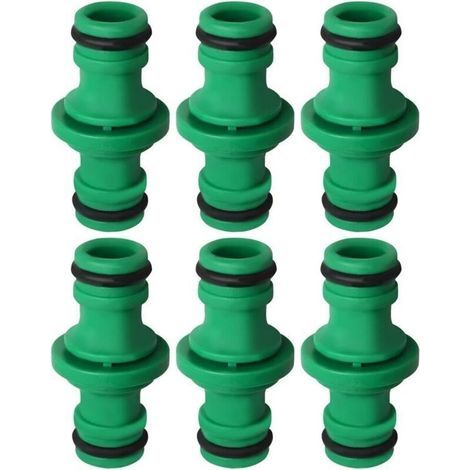 Lot de 6 connecteurs de tuyau à double prise, connecteurs de tuyau d'arrosage verts, adaptés au lavage de voiture et au raccordement de tuyau d'arrosage (1/4)