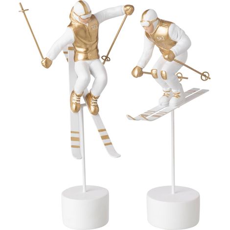 Figurines skieur blanc doré - Blanc et doré (1/2)