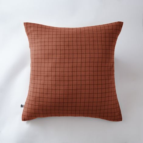 Taie d'oreiller gaze de coton tissée 60 x 60 cm gaïa mix Terracotta (1/3)