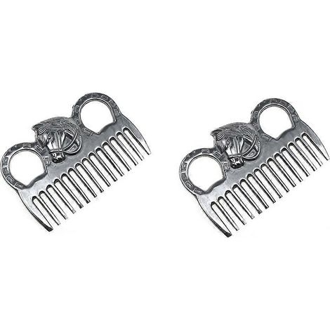 Set aus 2 Bürsten für Mähne und Pferdeschwanz, Metallkamm für Mähne und Pferdeschwanz, Poliertechnologie, Reinigung und Entwirrung (1/5)