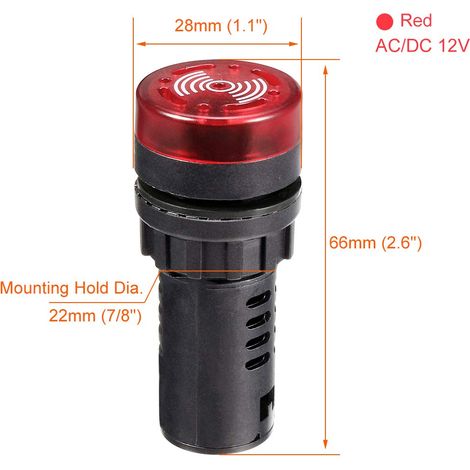 Pannello indicatore di allarme lampeggiante a LED AC/DC 12V, cicalino rosso, 3 pezzi (1/4)