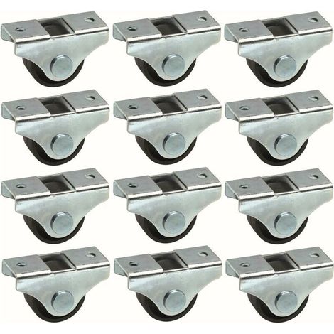 12 Roulettes Universelles 25 mm Noires pour Meubles Lit Chariot Poubelle Rangement (1/2)