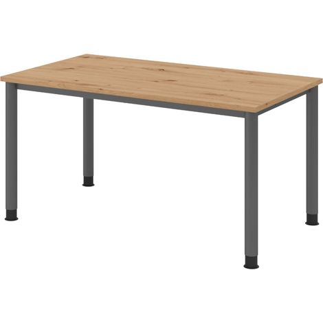 bümö Schreibtisch Serie-H Rechteck: 140 x 80 cm Asteiche Graphit