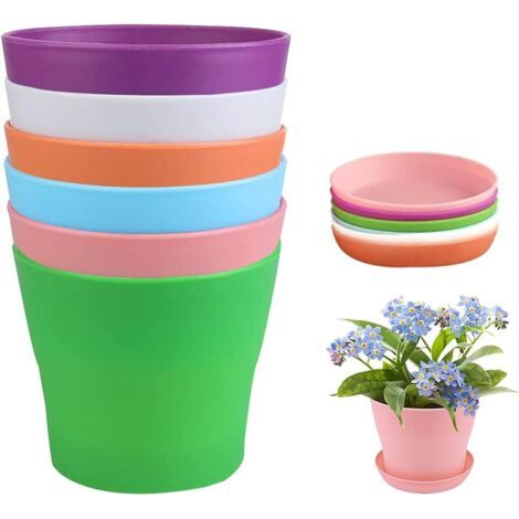 Lot de 6 pots de Fleur de 4 pouces Jardinières en Plastique Pots de Plantes à Fleurs Pots de Pépinière de Semis de Fleurs Multicolores Plantes d'Intérieur épaisses pour la Chambre, le bureau, (1/5)