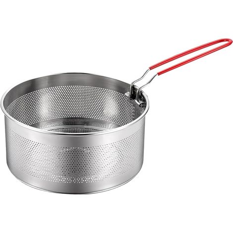 1 Passoire à pâtes, Acier inoxydable, Poignée amovible silicone, Panier friteuse 20cm, Cuisine (1/5)