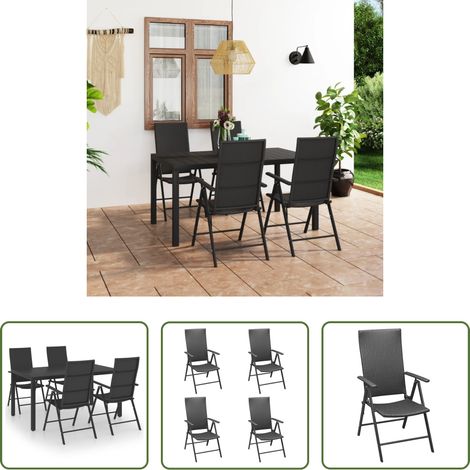 vidaXL Terrassenset - 5-tlg. Garten-Essgruppe Schwarz (1/5)