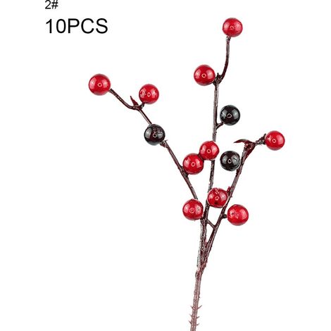 Baies Artificielles - Faux Fruit Décoratif pour Décoration de Noël et Nouvel An - Longueur 20 à 26 cm - Matériau Mousse - Lot de 10 (1/2)