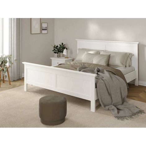 Dmora - Cama plaza y media Faxai, Sommier para dormitorio, Estructura de cama por habitación, Estructura del sostenedor del colchón, 211x179 h110 cm, Blanco (1/5)