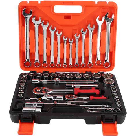 Kit de 61 pièces douilles à cliquet clés à manchon ensemble outil réparation auto (1/5)