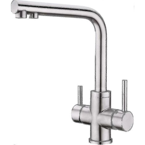 Grifo de cocina giratorio de 360° de acero inoxidable con filtro de agua integrado. (1/5)