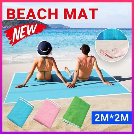 Tapis de plage anti-sable, couverture magique anti-sable, sable, saleté et poussière, bleu (1/4)
