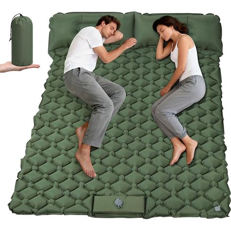 Matelas Camping Gonflable, 190x120x5cm Matelas Autogonflant Portable avec Oreiller et Pompe à Pied Intégrée, Tapis de Couchage Matelas Ultra Léger Imperméable pour Tente Trekking Voyage (1/5)