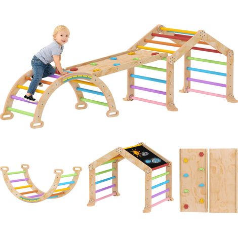 Multifunktionales Kletterdreieck für Kinder mit umkehrbarer Rutsche und Schaukel, farbenfrohe Spielstruktur für den Innen- und Außenbereich