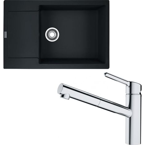 Pack évier XL Maris Fragranit noir mat 780 x 500 x 200 mm + mitigeur Orbit douchette - Franke (1/5)