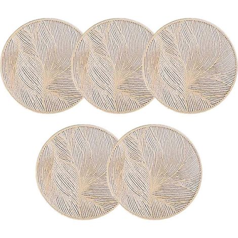 Dessous de verre ronds anti-chaleur - Tapis de protection antidérapant pour table à manger, cuisine, café, thé, boissons chaudes B (1/5)