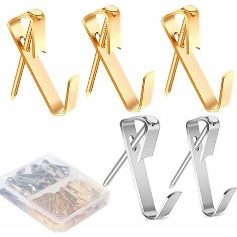 LaBlanc - Set di 40 ganci per cornici, ganci per quadri, ganci da parete, accessori per appendere quadri, ganci per cornici. (Oro-20/Argento-20) (1/5)