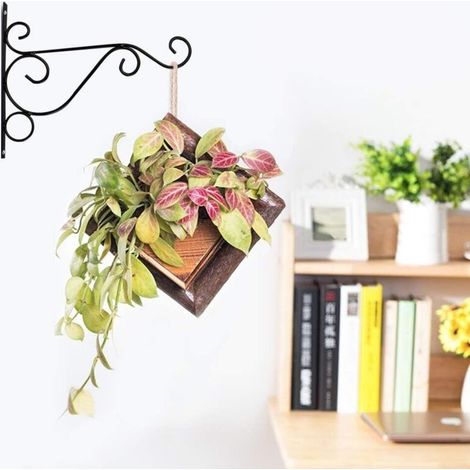 ganci da parete per piante, supporto per vasi di fiori, decorazione per giardino, balcone, lanterna, cancello, nero (1/2)