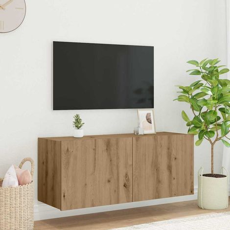 Meuble TV mural Montage mural-Banc TV-Meuble Télé suspendu Chêne artisanal 100 x 35 x 41 cm (1/5)
