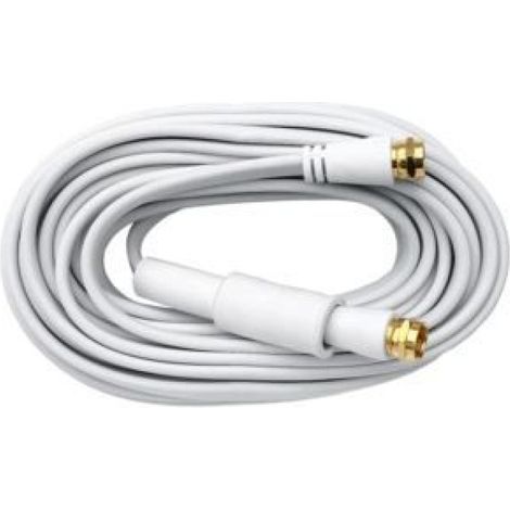 Câble Satellite Plat - 5 M - Connecteurs F-F - Contacts Dorés - Blanc