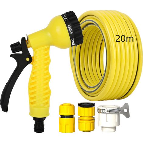 ZHIJIA PREMIUM Pistolet d'arrosage 7 jets avec tuyau 20m et 3 raccords pour jardin et voiture (1/5)