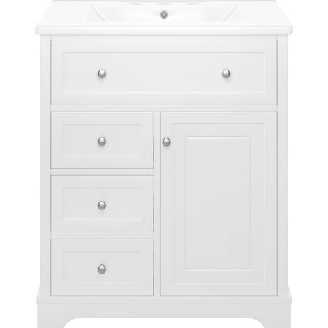 Meuble vasque 76x46x87cm blanc avec lavabo céramique (1/5)