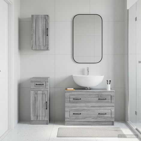 vidaXL 3 Piece Bathroom Cabinet Set UTRECHT Grey Sonoma (1/5)