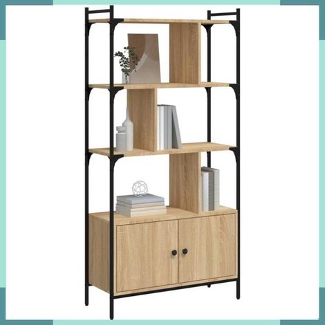 Bibliothèque avec portes - Modèle 833349 - Chêne Sonoma - 76,5x30x154,5 cm - Bois d'ingénierie & acier (1/5)