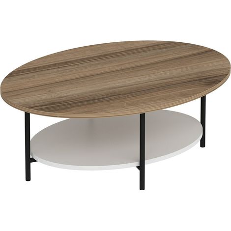 Table basse ovale double plateau 90x60x36 cm (1/4)