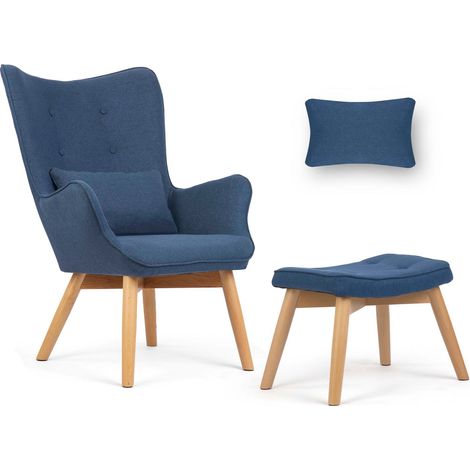 Poltroncina norrena con poggiapiedi, blu (1/5)