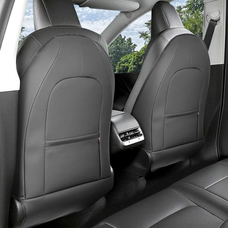 Protège-dossier arrière, Lot de 2, cuir étanche anti-rayures pour Model Y toutes versions, Juniper uniquement Premium, Model 3 toutes versions, Highland uniquement Premium, Model S/X (1/5)