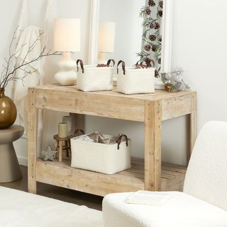 Panier Rangement - HOME DECO FACTORY - Blanc - Bouclette (1/5)