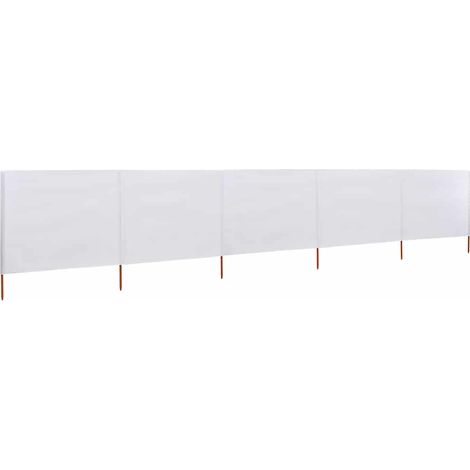 Paravent 5 panneaux Tissu 600 x 80 cm Blanc sable
