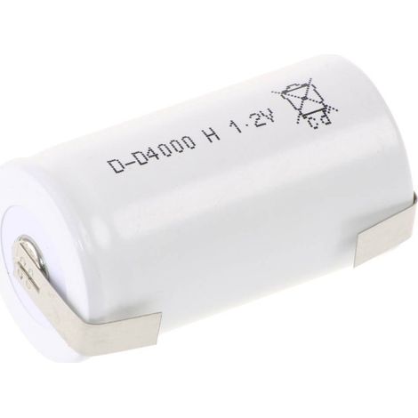 Mexcel D4000H Pile rechargeable spéciale LR20 (D) résiste aux températures élevées, cosses à souder en U, flat-top NiCd (1/2)