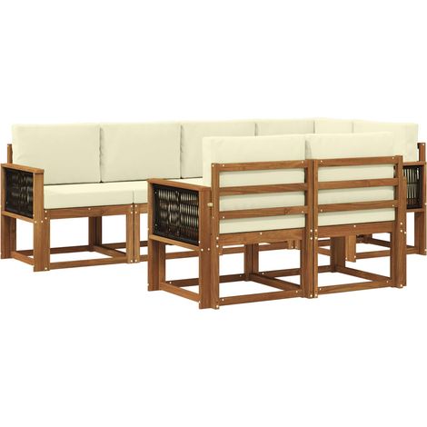 Outdoor Sofa Set 7 pcs Natural and Cream Polyester vidaXL (1/5)