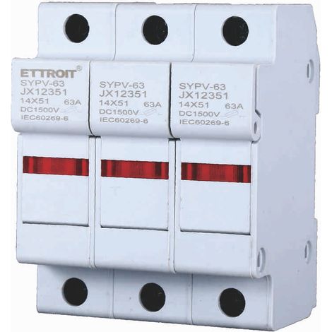 ETTROIT DC Photovoltaik Modular Sicherungshalter 3P 3M D14X51mm 63A DC 1000V IP20 IEC60269-6 JX12351 (1/4)