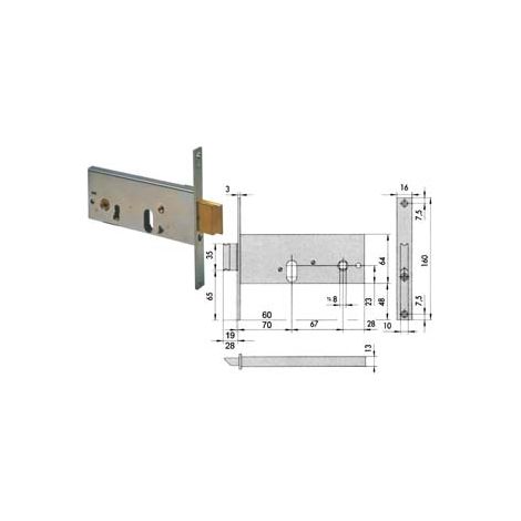 SERRATURA DA INFILARE PER FASCE CATENACCIO E SCROCCO MM.64 H 44155  mm.60 una mandata (44155600)    CISA