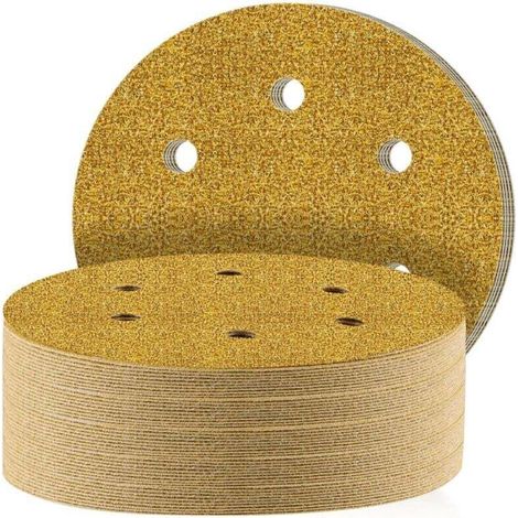 Disques Abrasifs 150mm,40 Pièces Abrasifs de Ponçage Ponceuse tampons ponçage ronds 6 trous Grain 60 pour Poncer Polir Dérouiller pour Ponceuse Excentrique (1/4)