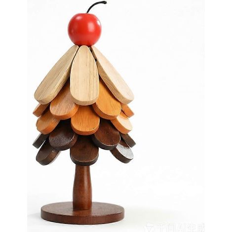 Dessous de plat en bois motif sapin Noël, résistant chaleur antidérapant, décoration table cuisine, idéal pendaison crémaillère (1/5)