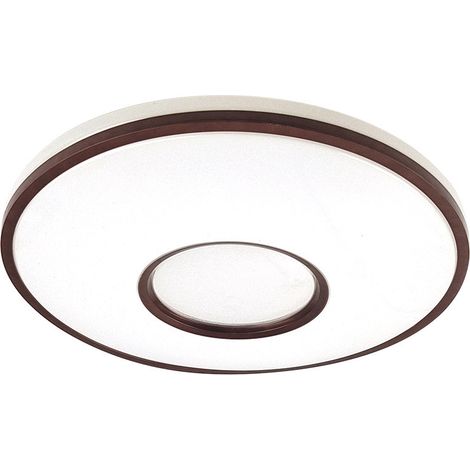 Plafonnier Perote 36W, blanc/brun, 3528 lm, 39 x 39 x 7,5 cm, commande réglable