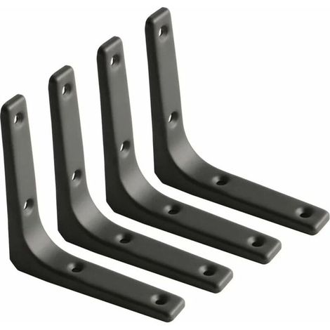 Wall Shelf Bracket, Matte Black Metal Bracket, Metal Shelf Support for Kitchen Decor, Heavy Duty Bracket, 100mm100mm, 4pcs