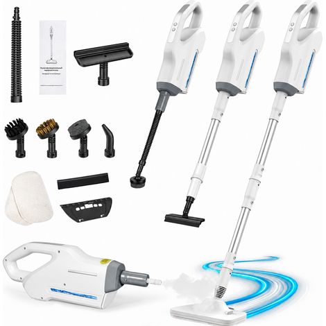 Zosudull – Nettoyeur vapeur – 1500W, vapeur 110°C en 10s – Réservoir 500ml amovible – 2 niveaux + 6 fonctions – Balai 2-en-1 pour sols et surfaces