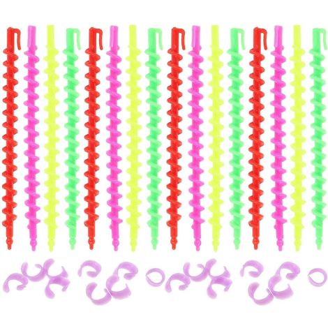 26 bigoudis spiralés pour permanente, pour coiffure et coiffage.-15.00X1.20X1.20CM-Colorful (1/3)