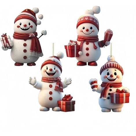 Acryl-Weihnachtsbaum- und Schneemann-Dekorationen, bruchsichere, mattierte Ornamente für Weihnachtsfeiern, mehrfarbig (1/5)