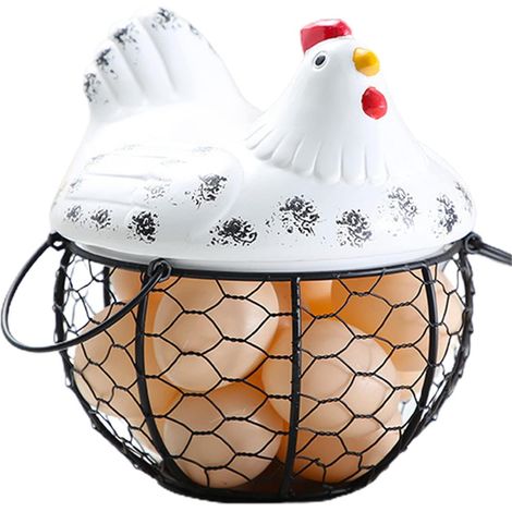 Panier à œufs de cuisine, panier en filet de style rustique avec poignée, joli panier de rangement pour œufs, adapté à la cuisine, au salon et à la décoration intérieure. (1/5)