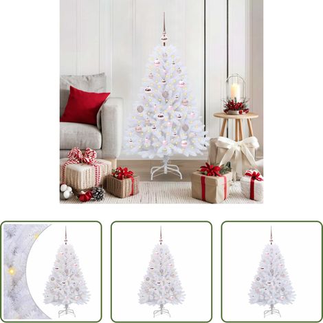 LED-Weihnachtsbaum -  Künstlicher klappbarer Weihnachtsbaum Weiß 120 cm PVC und Stahl