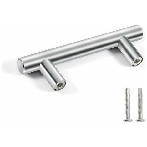10 Stainless Steel Door Handles - Furniture Handles, Cupboard Handles with Screws - Silver, 64mm Center Distance (1/5)