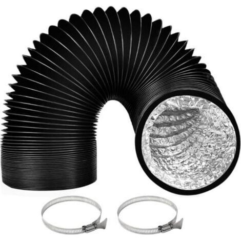 Tuyau d'évacuation Diamètre de 100 mm Longueur 3 m Gaine Ventilation en Aluminium Tuyau D'évacuation D'air avec 2 Colliers de Serr