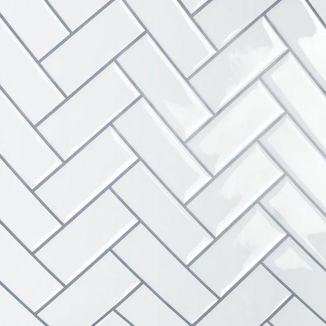 Stickers Carrelage Cuisine Effet Chevrons 30.5cmx30.5cm 6 Pièces Credence Adhesive Blanc Carrelage Adhesif Mural Salle de Bain Autocollant Mural Cuisine Papier Peint 3d Adhesif Mural (1/5)
